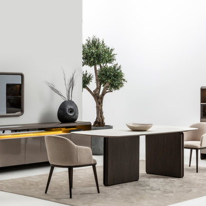 Arlo dining room catalogue scene; styling and configuration example