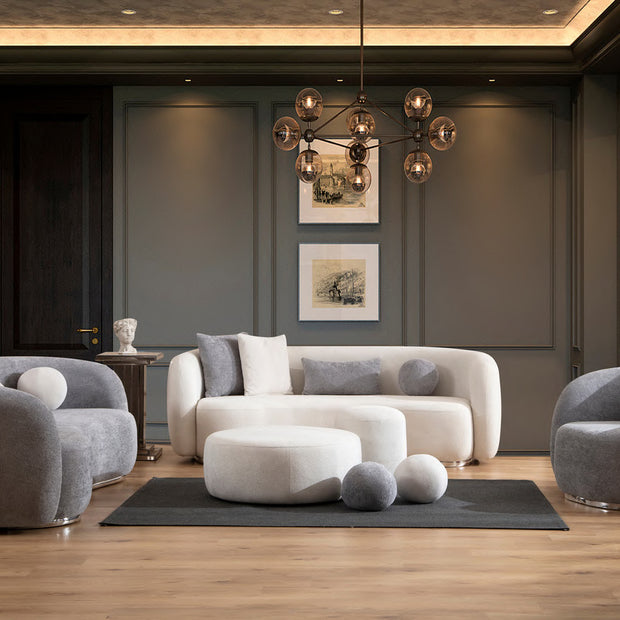 Aven three seater sofa and two armchairs; ottoman and styling objects excluded