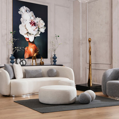 Aven three seater sofa and one armchair; ottoman and side table excluded