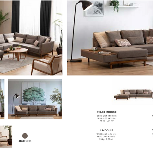 Boztas Argemon Corner Sofa Set – dimensions