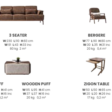 Boztas Aston Sofa Set – dimensions