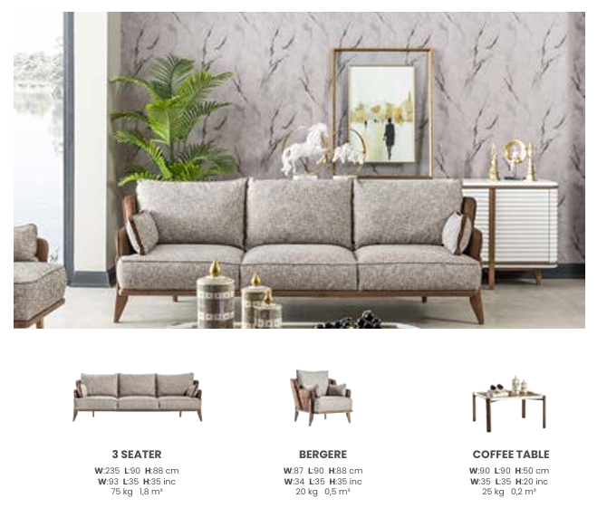 Boztas Bentlee Sofa Set – dimensions