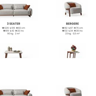 Boztas Cadillac Sofa Set – dimensions