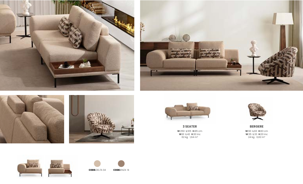 Boztas Calyx Sofa Set – dimensions