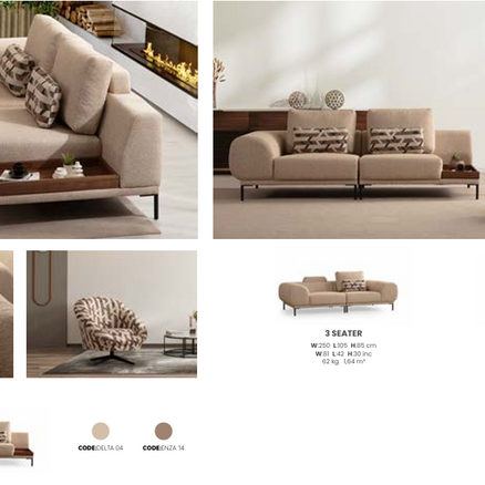 Boztas Calyx Sofa Set – dimensions