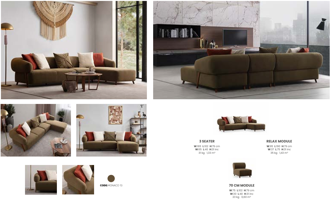 Boztas Cardea Corner Sofa Set – relax dimensions