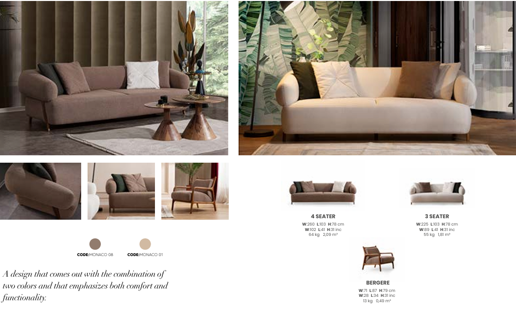 Boztas Cardea Sofa Set – dimensions
