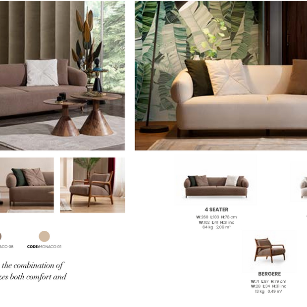 Boztas Cardea Sofa Set – dimensions
