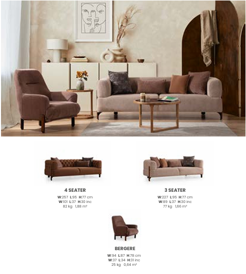 Boztas Cratos Sofa Set – dimensions