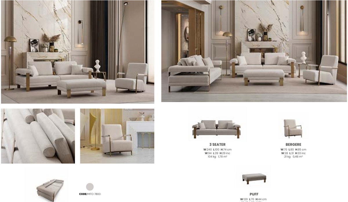 Boztas Deep Living Sofa Set – dimensions