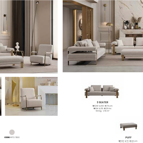 Boztas Deep Living Sofa Set – dimensions