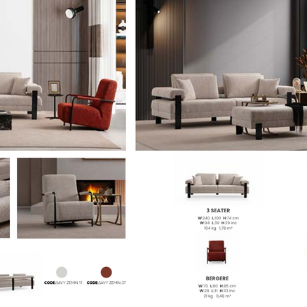 Boztas Deep Living Sofa Set – fabric