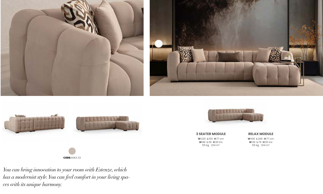 Boztas Estanze Corner Sofa Set – corner 2 modules