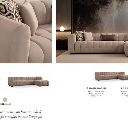 Boztas Estanze Corner Sofa Set – corner 2 modules