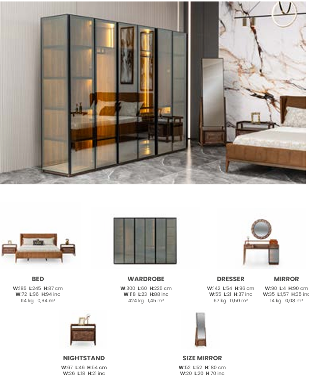 Boztas Maserate Bedroom Set – dimensions