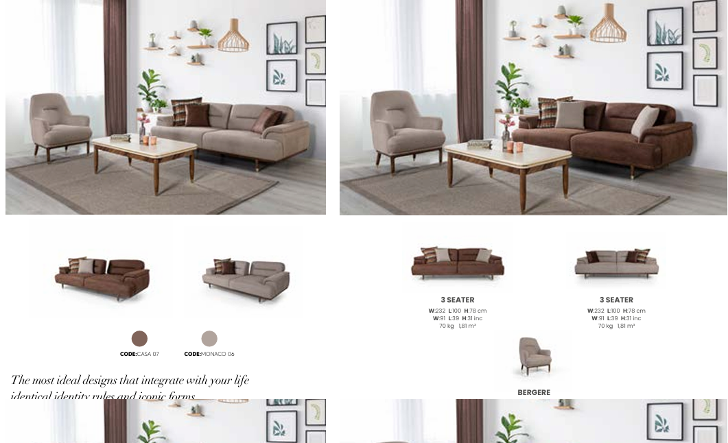 Boztas Point Sofa Set – dimensions