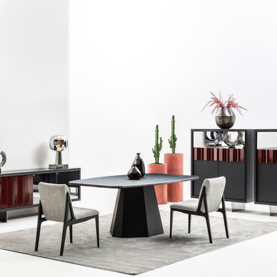 Cora dining room catalogue scene; styling and configuration example