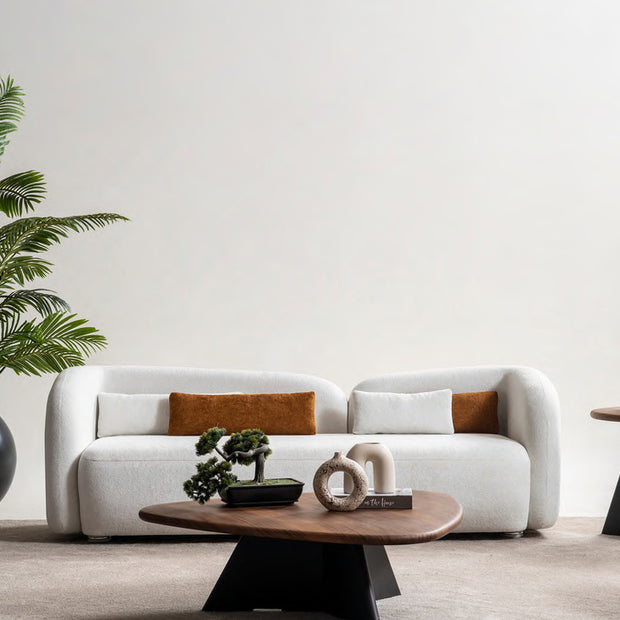Livia sofa front view with surrounding styling