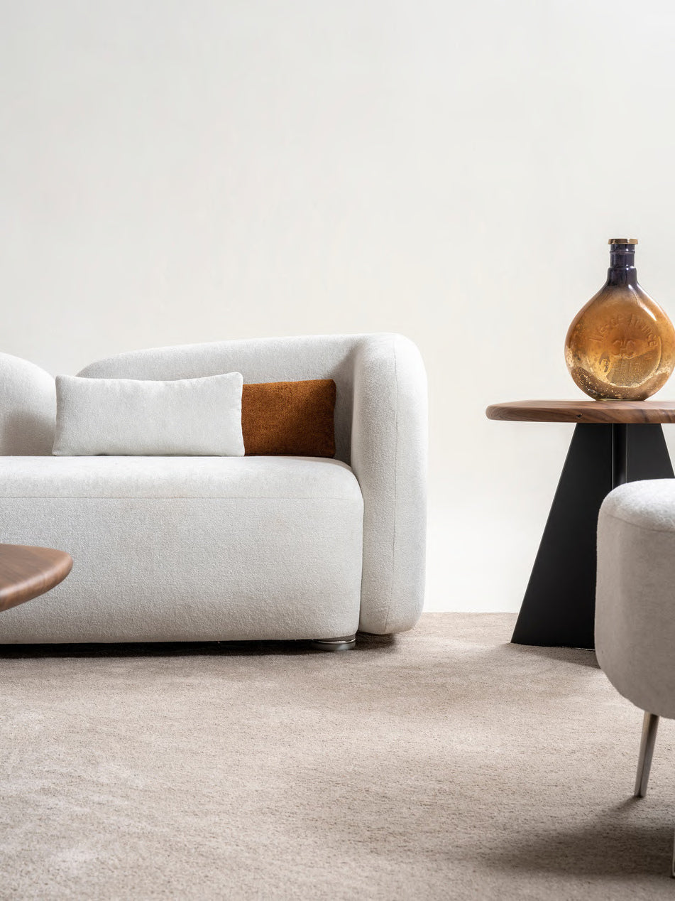 Livia rounded sofa arm and upholstery detail