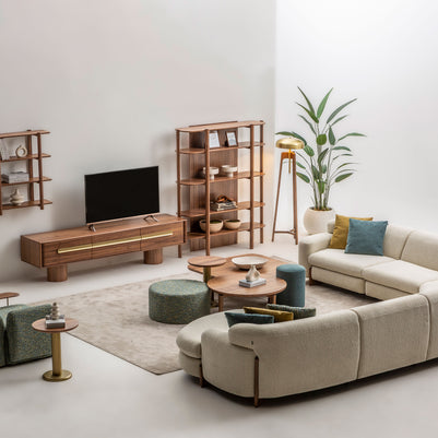 Nola living room catalogue scene; styling and configuration example