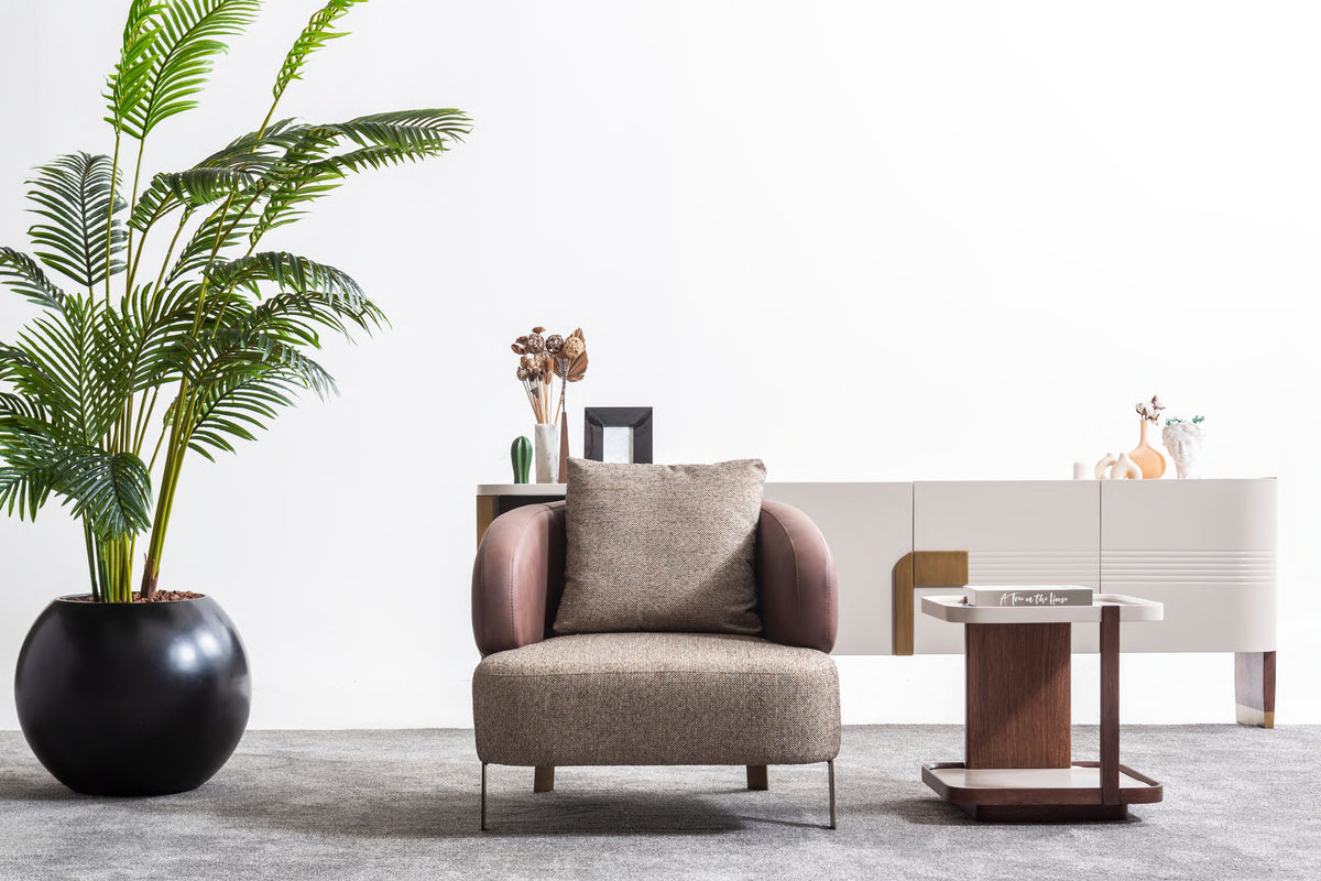 Riva curved armchair and side table detail