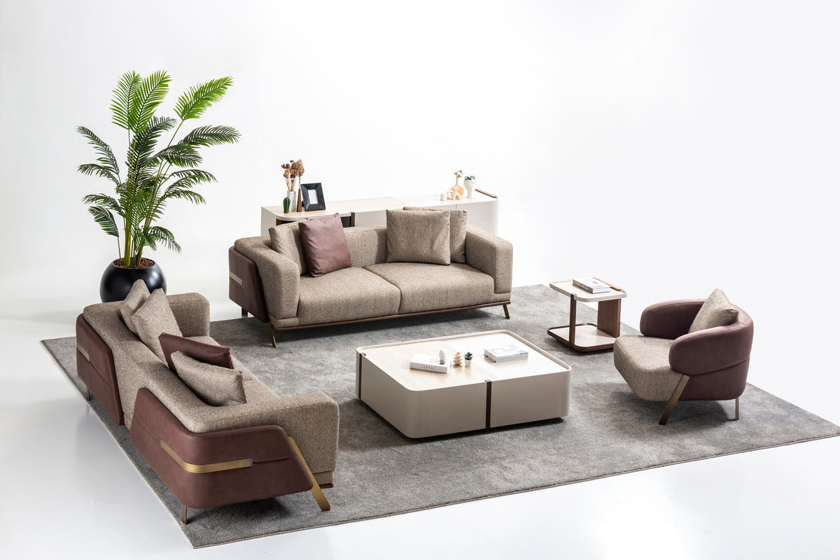 Riva two sofas, one armchair, coffee table and side table; sideboard excluded