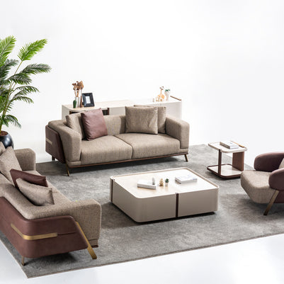 Riva two sofas, one armchair, coffee table and side table; sideboard excluded