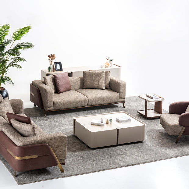 Riva two sofas, one armchair, coffee table and side table; sideboard excluded