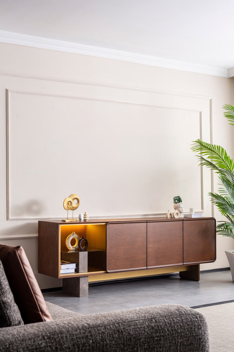 Tavira sideboard and round mirror detail