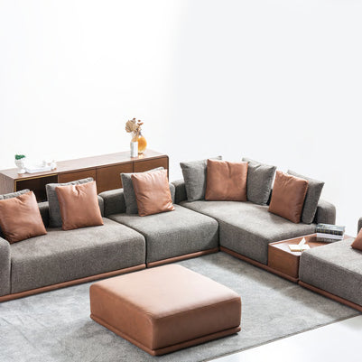 Tavira extended modular corner configuration with rectangular ottoman; sideboard excluded