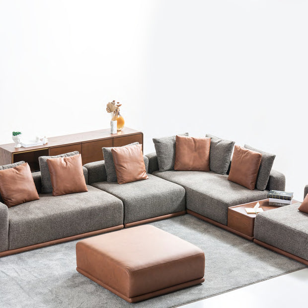 Tavira extended modular corner configuration with rectangular ottoman; sideboard excluded