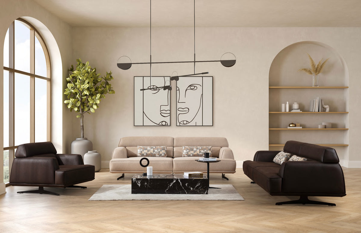 Vero sofa and two lounge armchairs; coffee and side tables excluded